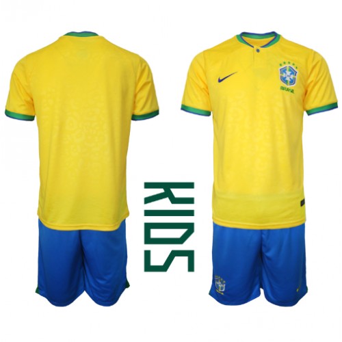 Dětský Fotbalový dres Brazílie MS 2022 Domácí Krátký Rukáv (+ trenýrky)